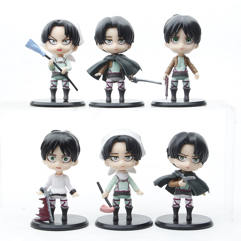 【Yurui】6 pcs/set Attack on Titan anime figure acker-action figure Eren Jager Armin arlert figurine model doll toys