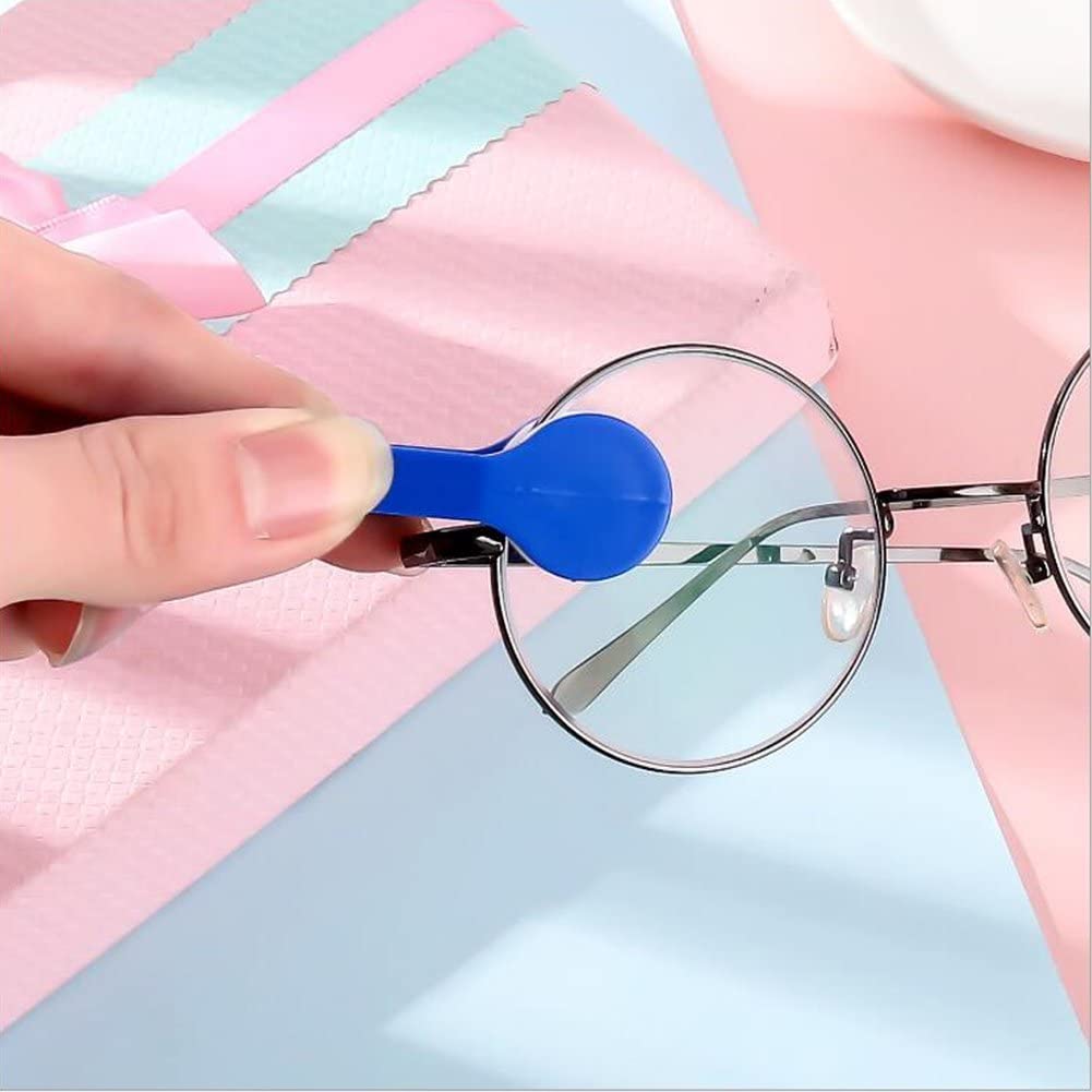 Microfiber Portable Eyeglass Spectacles Sunglass Lens Cleaner Brush Clip Specs Cleaning Tool With Key Hole Microfiber Cloth Handle Reading Glasses. 