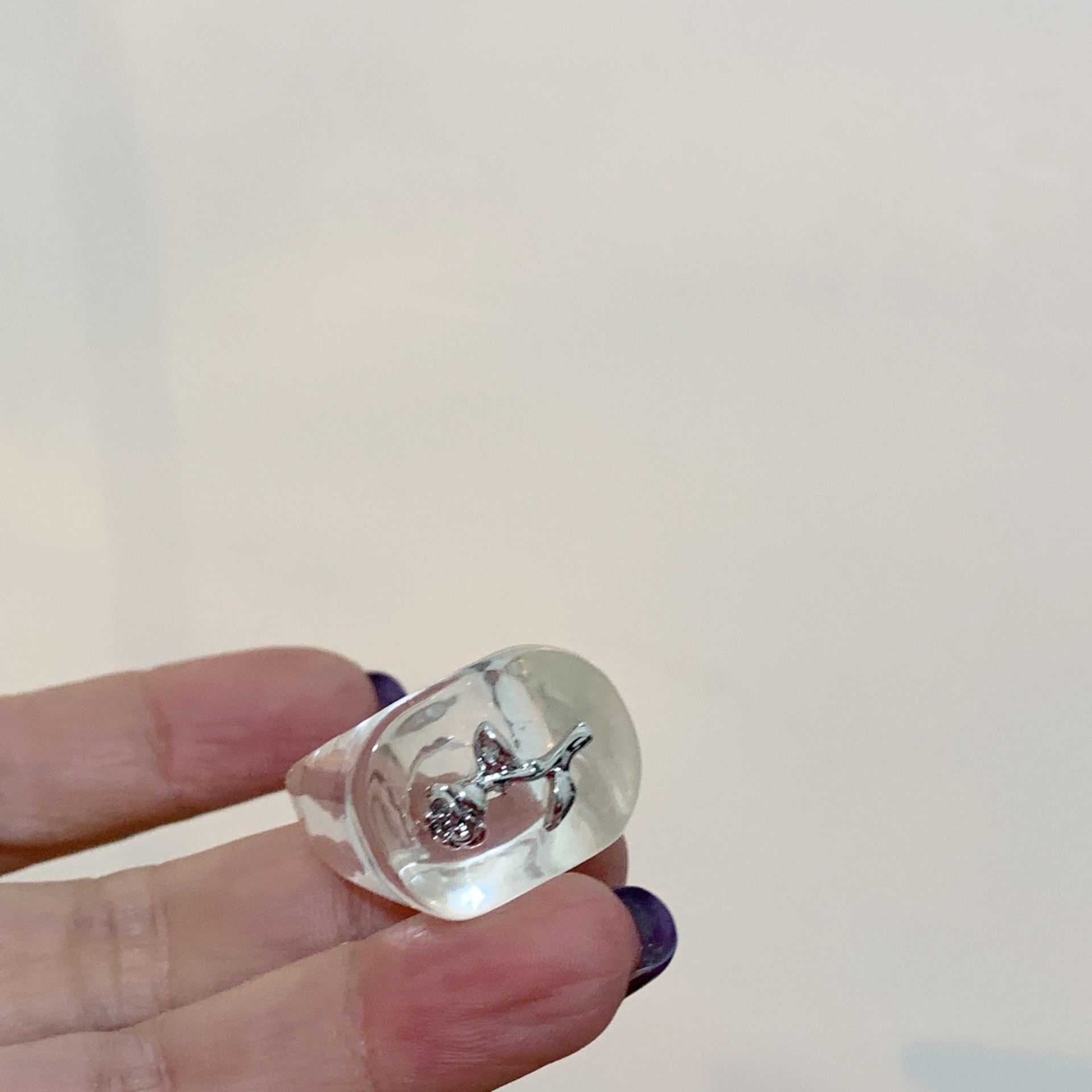 Homemade Jennie Blackpink with ins acrylic rose Y2K girly color style ring. 