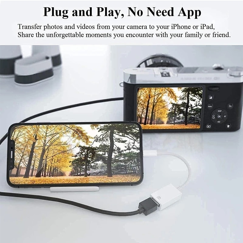 OTG Adapter Cable For iPhone 14 13 12 11 Pro Max XR 8 Plus Lightning To USB 3.0 Card Reader For Xiaomi Samsung Camera Converter. 