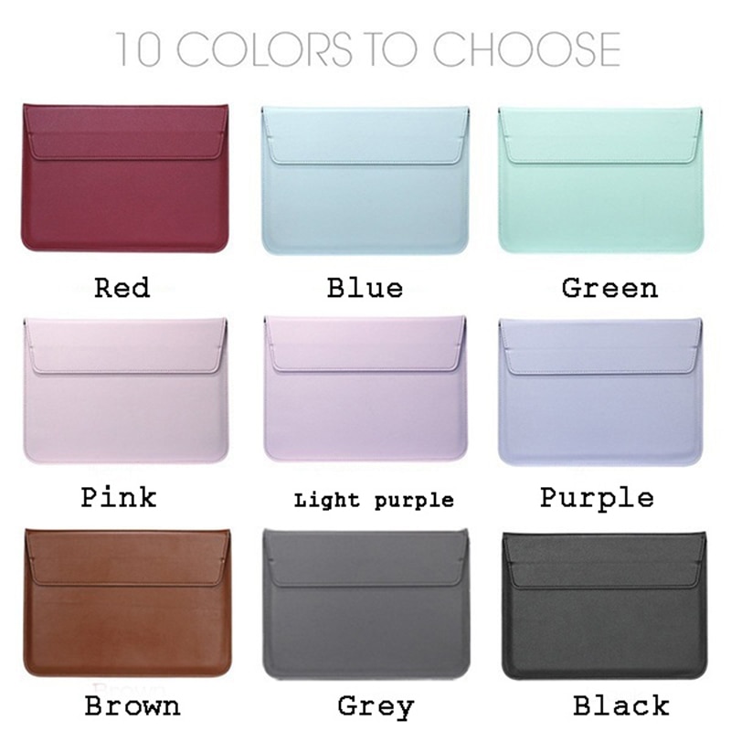 13 14 15 Inch Envelope Pouch PU Leather Laptop Sleeve For Macbook iPad Huawei D15 Matebook 14 HP Lenovo Computer Case with Stand. 