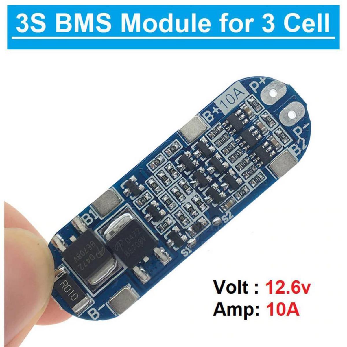 3S BMS BLUE 3S 12V 10A 18650 Lithium Battery Charger Module 11.1V 12.6V 10A Charge Discharge Current Short Circuit Protection Function Battery Management System Adapters