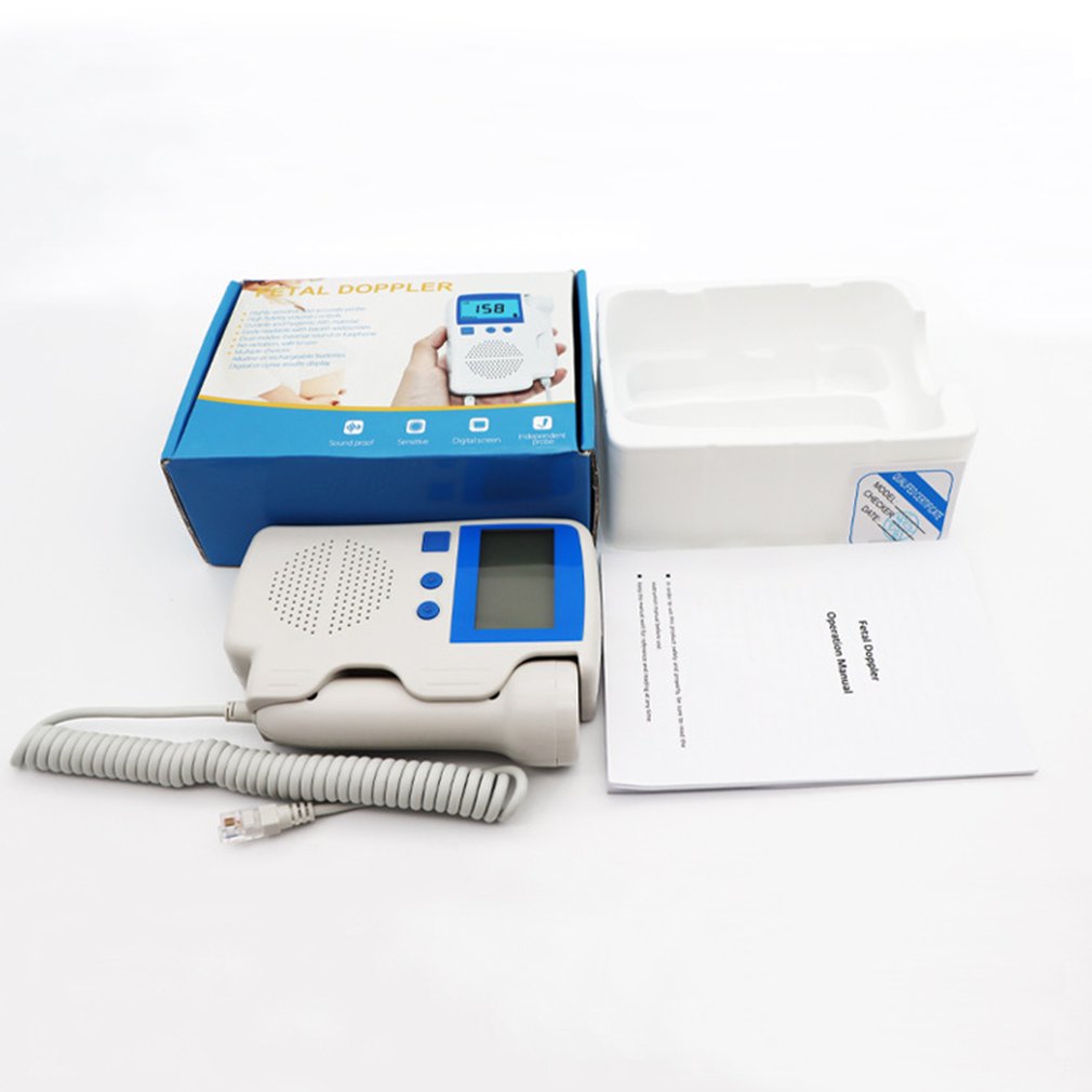 Professional Safe Fetal Doppler 3MHz Probe Heart Beat Monitor Backlight LCD Display Fetal Sound Heart Rate Detector No Radiation. 