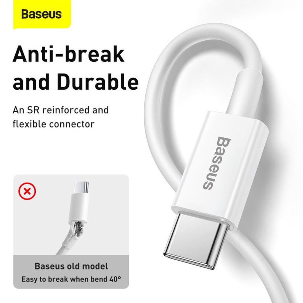 Baseus durable USB cable USB Type C 3A 1m white (CATSW-02)