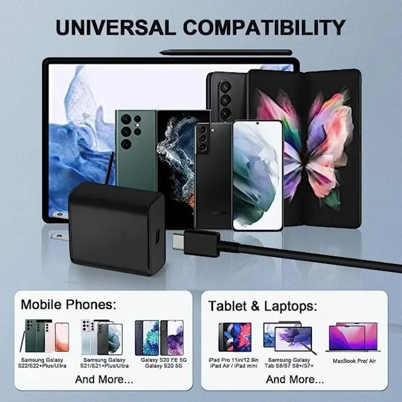 PD 45W Super Fast Charger For Samsung Galaxy S22 S23 Ultra Note 10+ 5G 20 Original Fast Charging USB Type C Cable Phone Charger. 