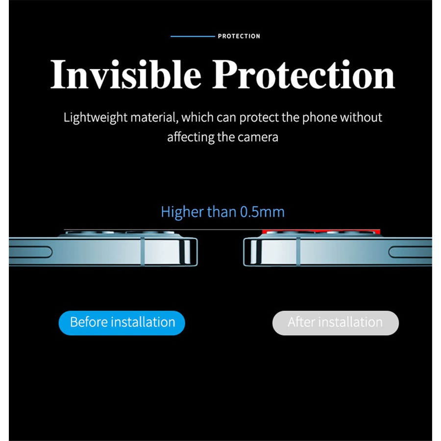For iPhone 11 12 13 14 Pro Max Mini Plus Metal Tempered Glass Protective Ring Anti Scratch Shell Full Cover 3D Camera Lens Protector Case. 