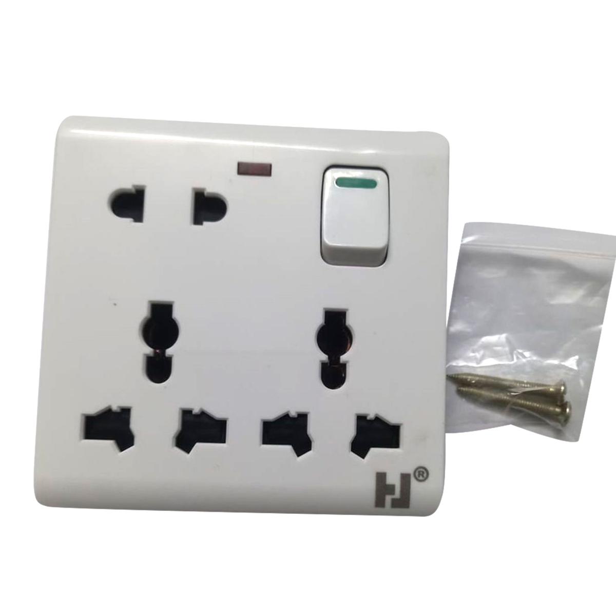 8-pin Multi socket double 3 pin & 2 pin socket MK size universal plug socket 13A 6 pin Plat & round. 