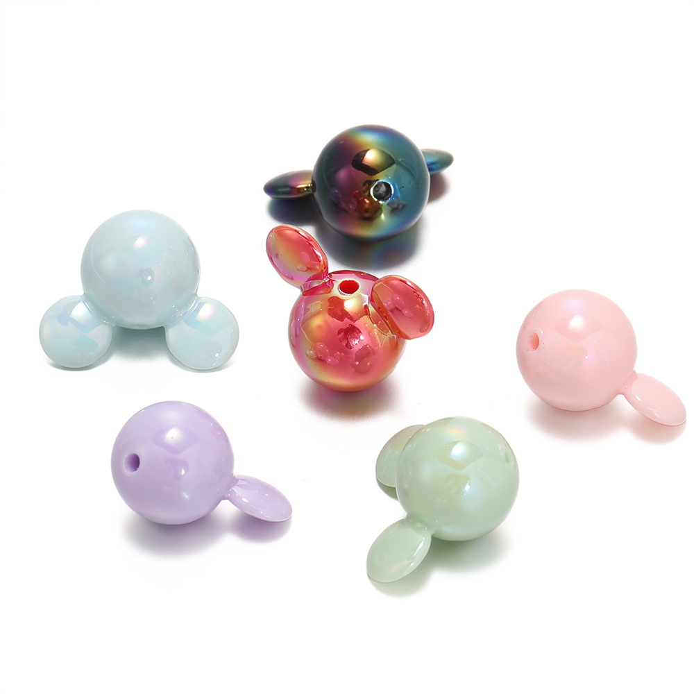 St.kunkka 2pcs 23.5x29.5mm Mickey Mouse Head Beads Acrylic UV Color-Plated Mickey Mouse Head Beads For DIY Beaded Bracelet. 