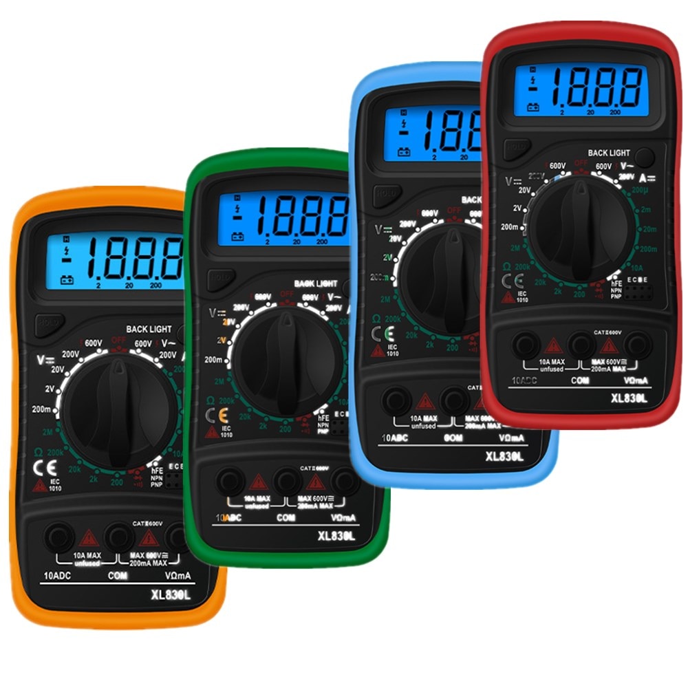 XL830L Handheld Digital Multimeter LCD Backlight Portable AC/DC Ammeter Voltmeter Ohm Voltage Tester Meter Multimetro. 