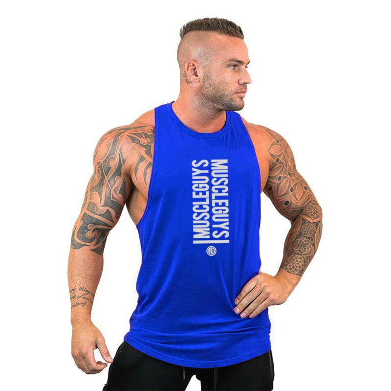 Men Bodybuilding Tank Tops Gym Workout Fitness Cotton Sleeveless Shirt  Running Vest Stringer Singlet Male Summer Sports Clothes