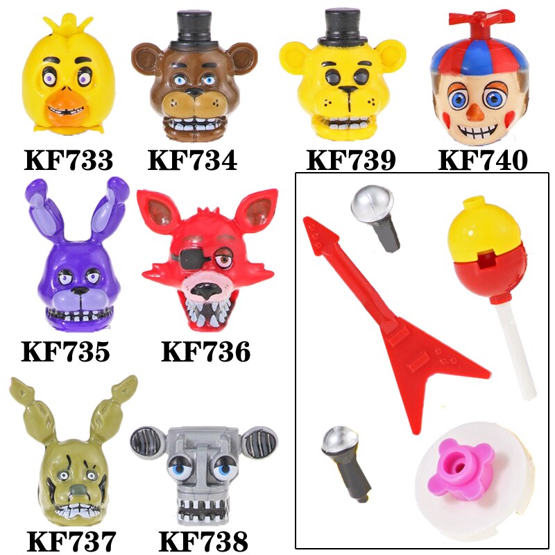 Blocos de construção para crianças five nights, fnaf, bonnie, foxy,  freddychica, urso spaft, balão de personagens, brinquedos para meninos,  presentes - AliExpress