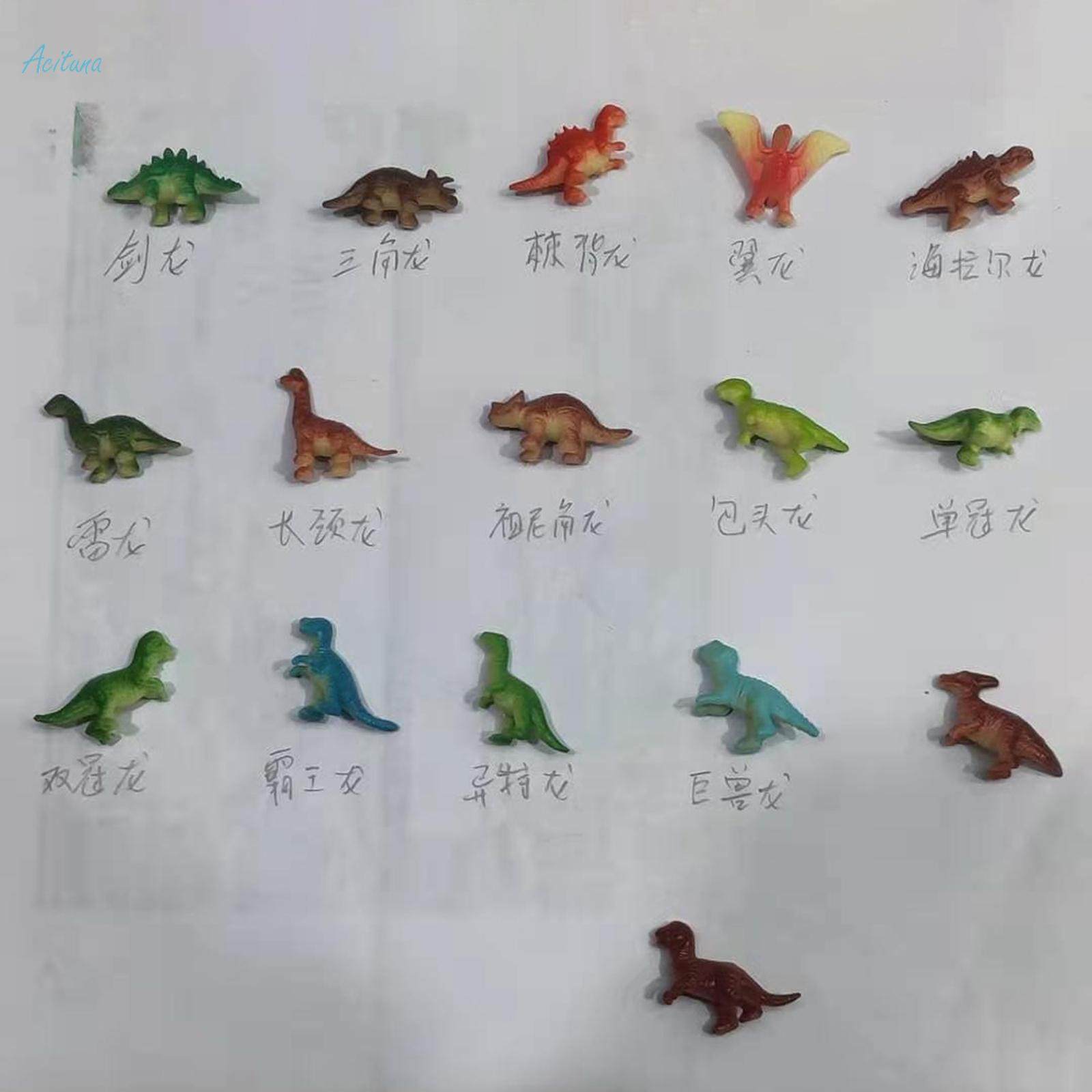 16Pcs Mini Dinosaur Figures Small Dino Toy Bulk with Display Little Dinosaur Figurine for