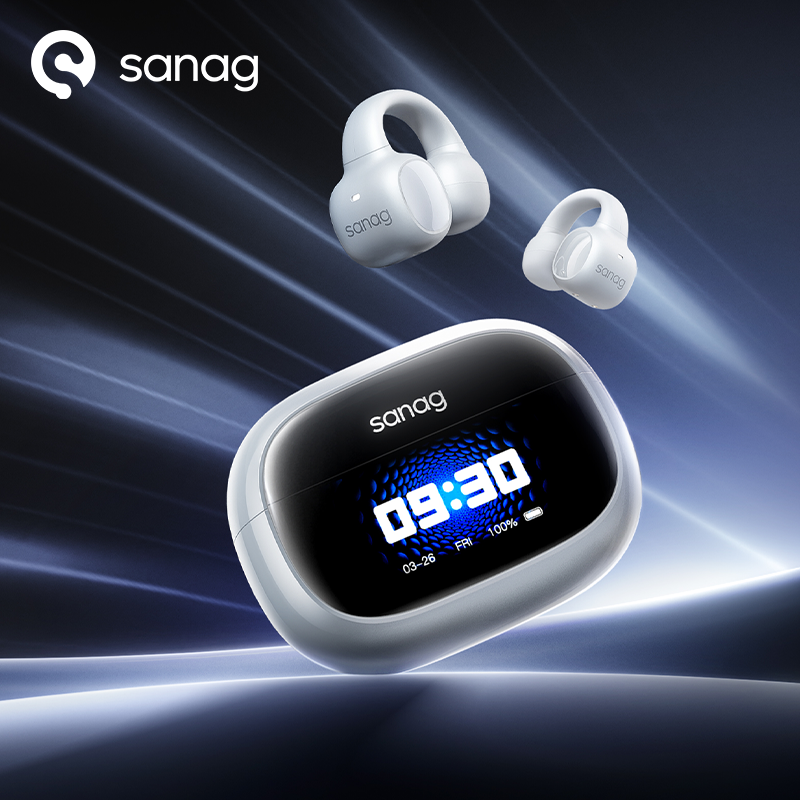 Sanag S3 Pro AI Smart Screen Bluetooth Earphone 360 ° Stereo Sound OWS Headphones Open Ear TWS Earbuds Earclip Wireless Headset