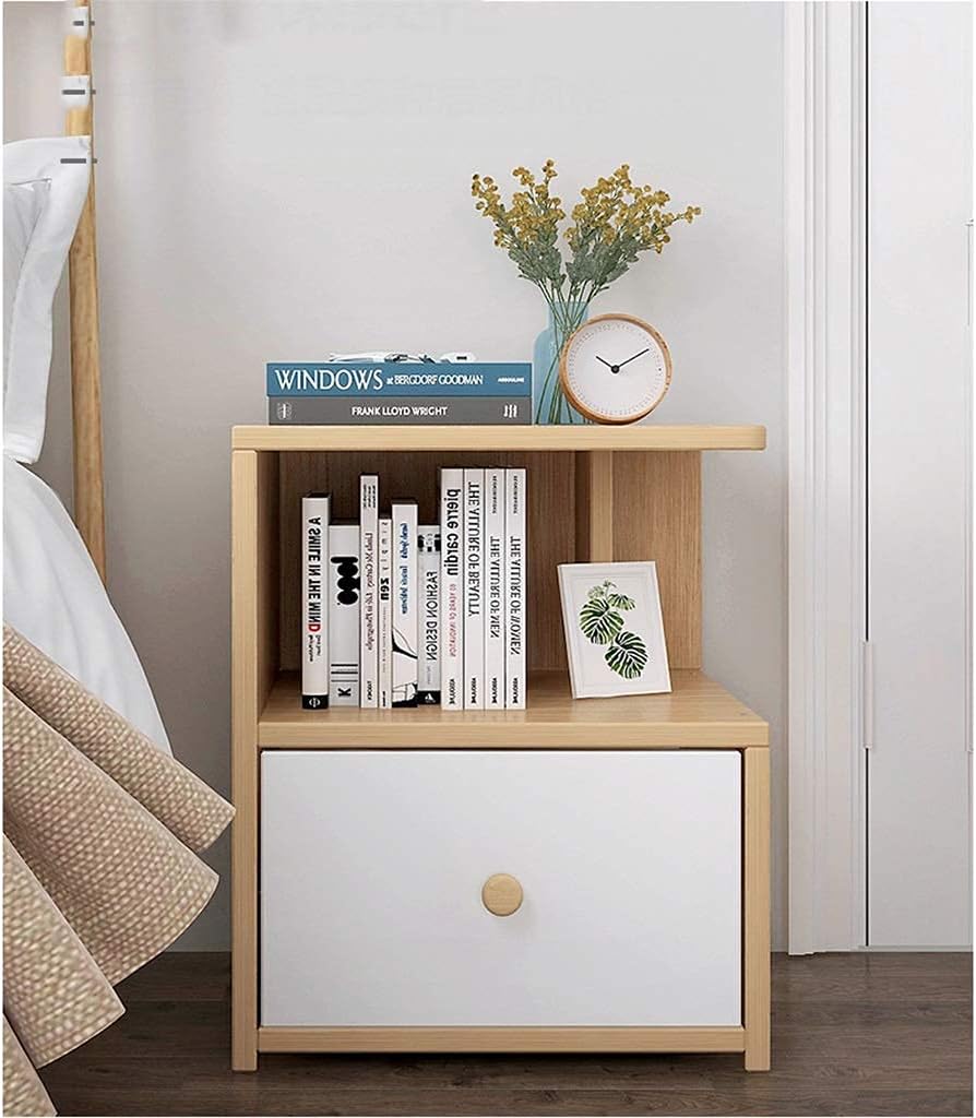 Nightstand Side Table Sofa End Table Storage Sample Bedside Table for Bedroom Furniture with 1 Locker Drawer Snack Night Table Design by Nahid Furniture 18x14x12". 
