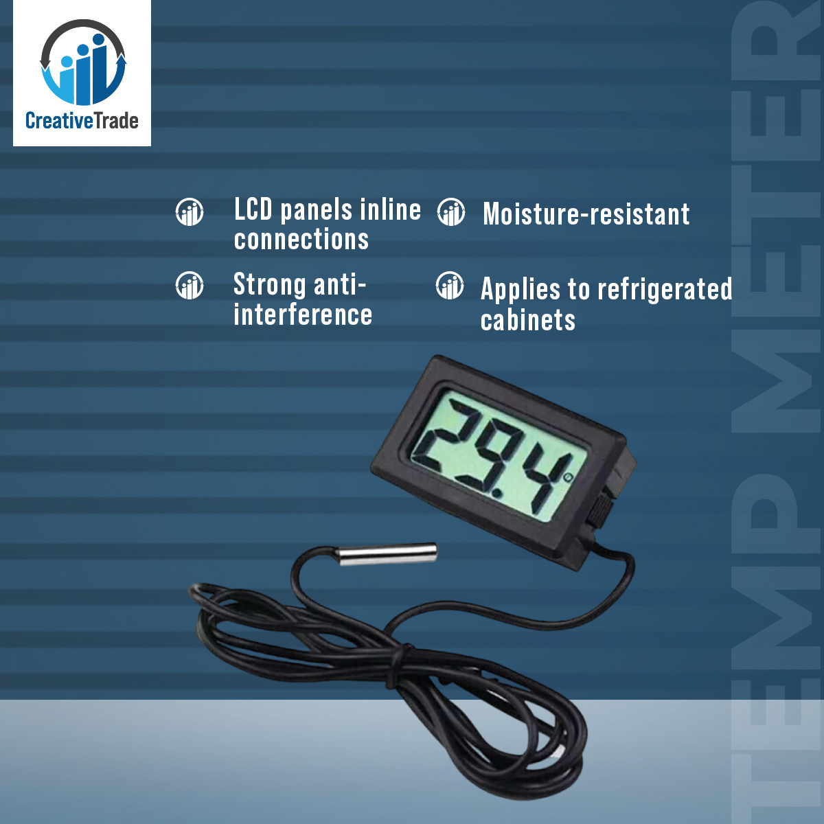 Mini Digital Temperature Meter with Temp Sensor Thermometer Ideal Use For Incubator. 