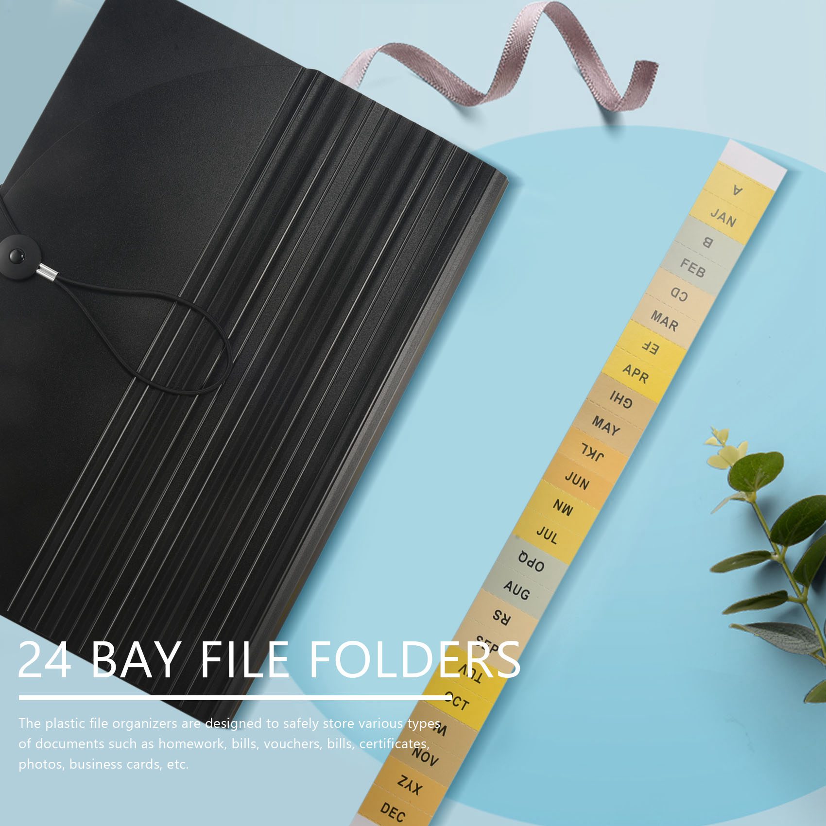 24 Compartments Document Folder, Sorting Folder with Lid, Expandable File Folder, Document Organizer for Filing. 