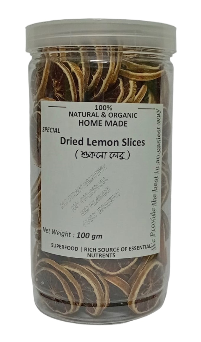 Dry Lemon Slices, Kagzi Lemon Slice - 100gm Container Jar. 