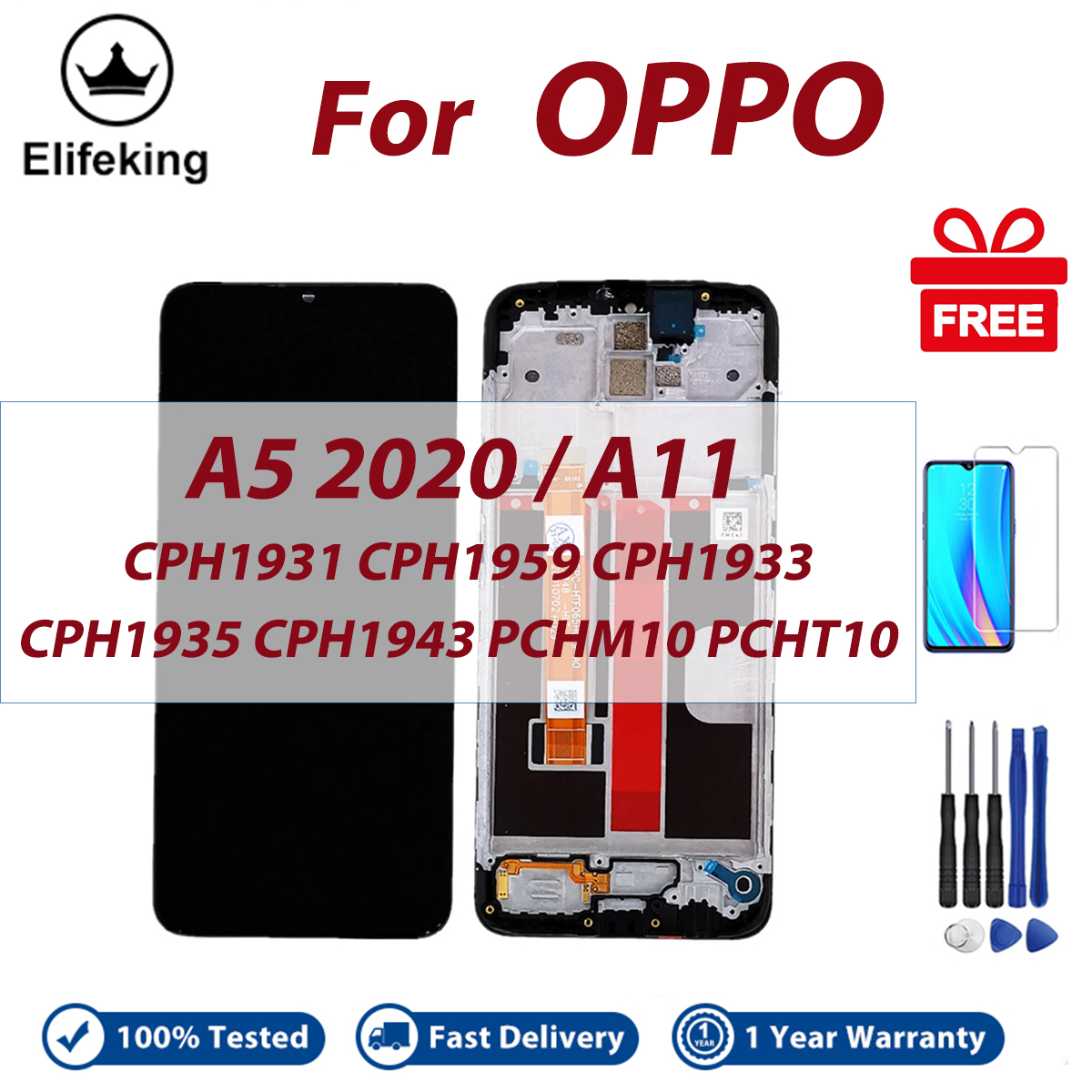 LCD With Frame For OPPO A5 2020 A11 CPH1931 PCHT10 Display Touch Screen Digitizer Assembly Replacement Parts CPH1959. 