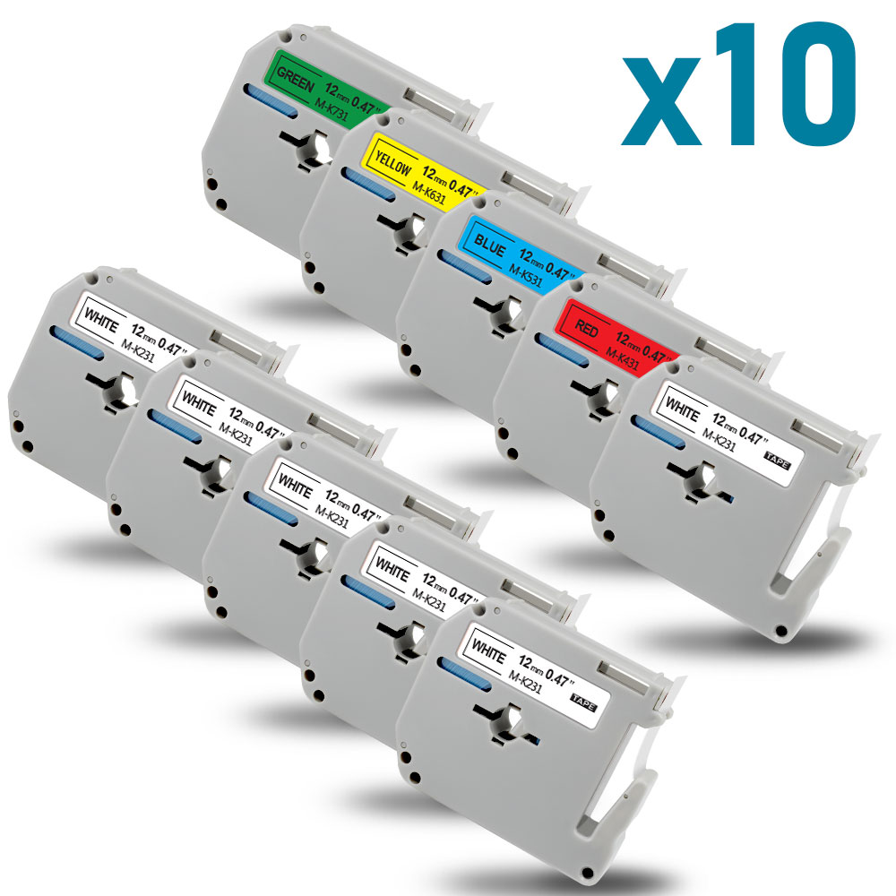 9/12mm M Tape MK231 MK221 Compatible for Brother MK 231 M-K231 MK131 MK 221 Label for Brother P-touch PT-70 PT-80 Label Printer minghao. 