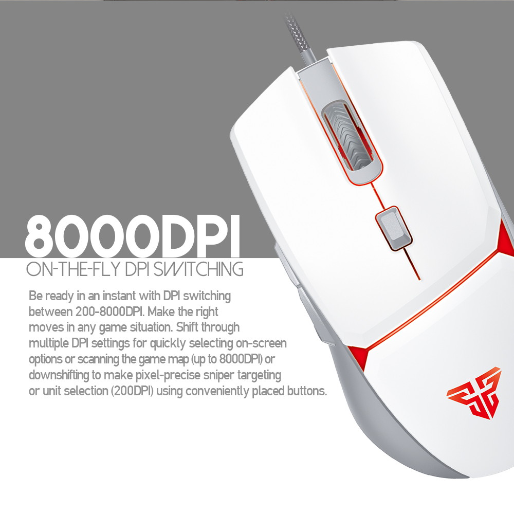FANTECH CRYPTO VX7 Gaming Mouse 7000DPI and 6 Buttons Macro Huano 10M Switch Game RGB Wired Mouse For Laptop PC Gamer Mice. 