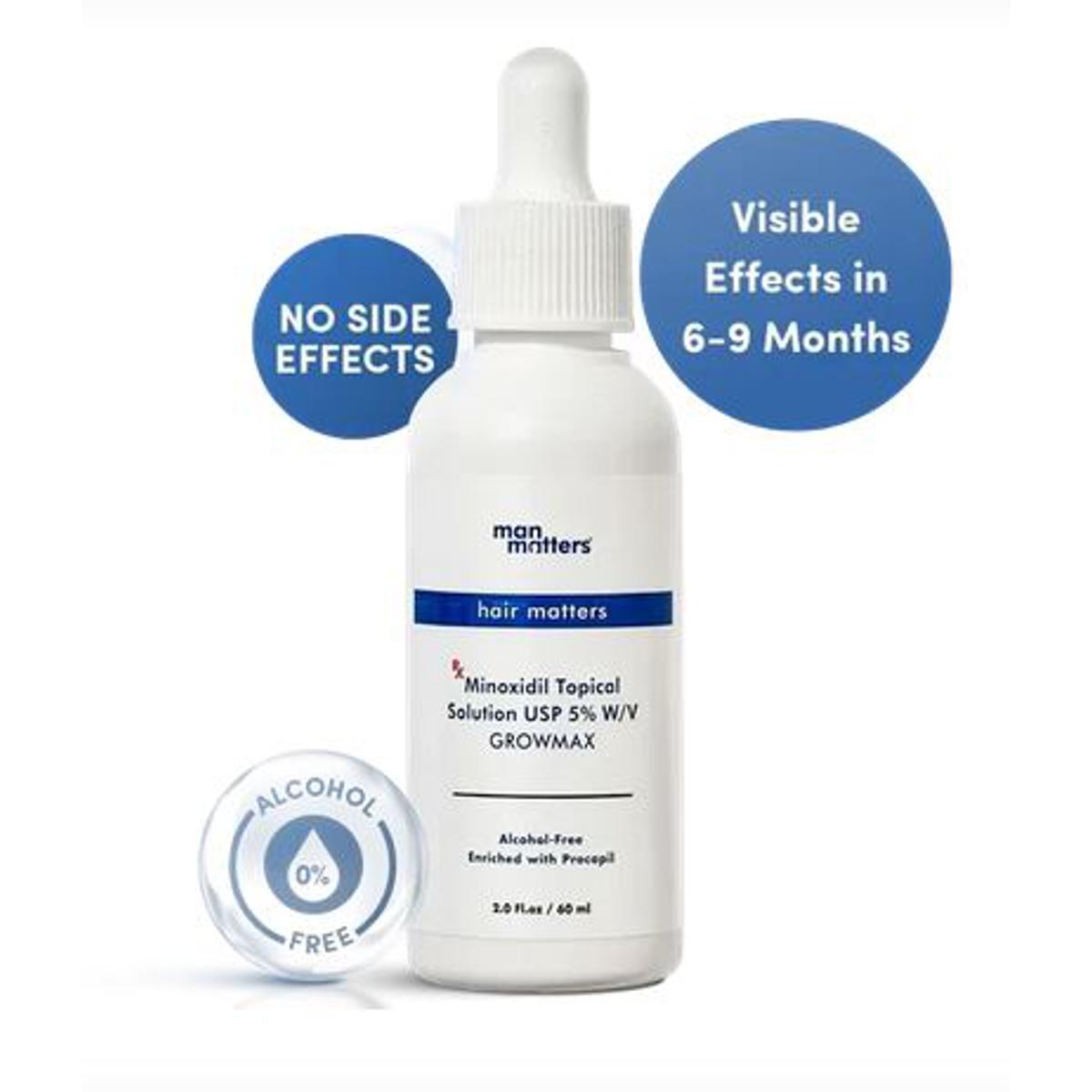 man matters GROWMAX Minoxidil 5% Solution With Procapil (60 ml)-Alcohole free