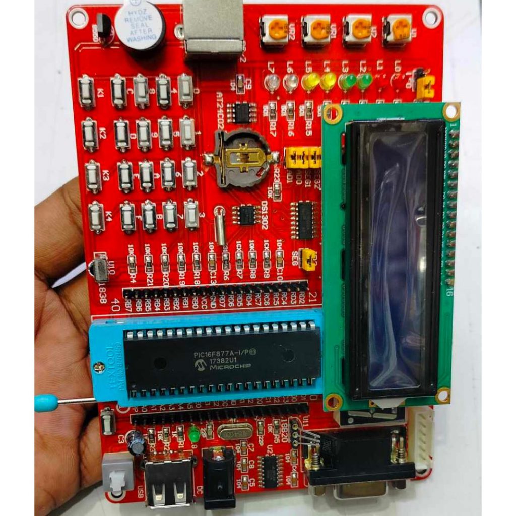 PIC16F877A Development Learning Board PIC USB Programmable MCU Controller System Core Board Module HJ-5G Experimental Platform PIC16F877A Programmable Learning Board. 