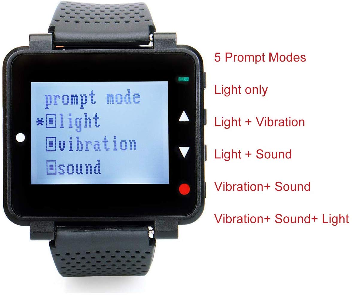 Retekess T128 Wireless Calling System Caregiver Pager 1 Wrist Watch Receiver Rechargeable Watch Pager Call Buttons Caregiver Pager System(Black/White). 