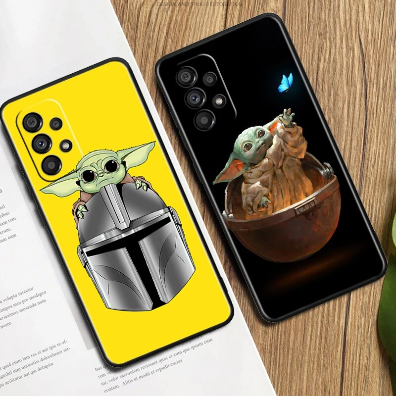 Star Wars Cute Baby Yoda Black Phone Case For Samsung A73 A72 A71 A53 A52 A51 A42 A33 A32 A23 A22 A21S A13 A03 5G Cover. 