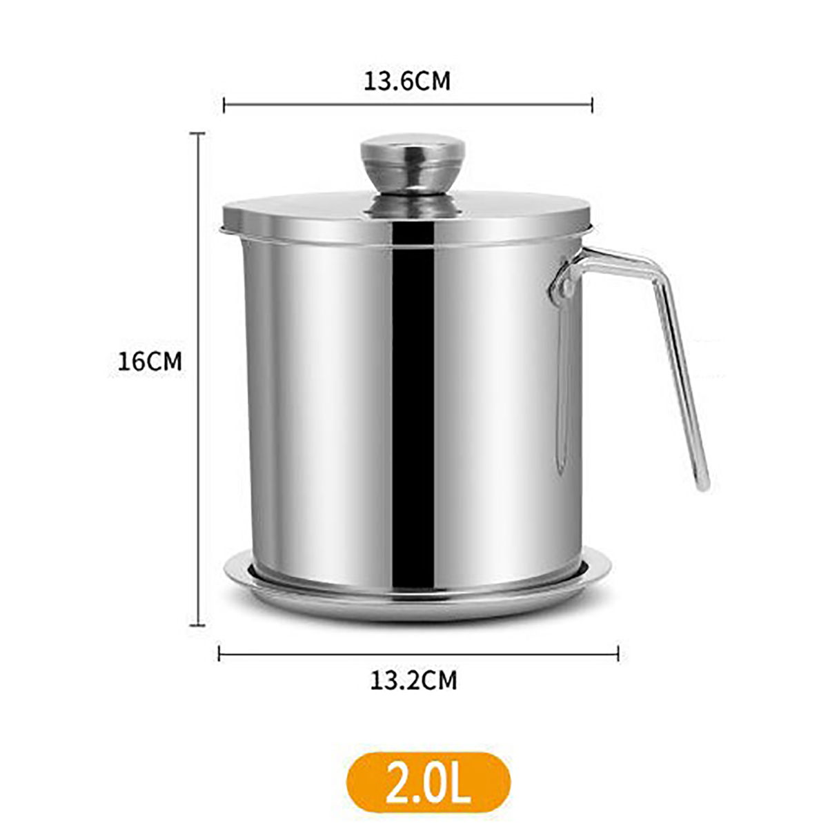 Tempura deep Fryer with a Thermometer Oil Appliances Filter Pot Stainless steel household with lid tempura fryer - 2L Filter Pot. 
