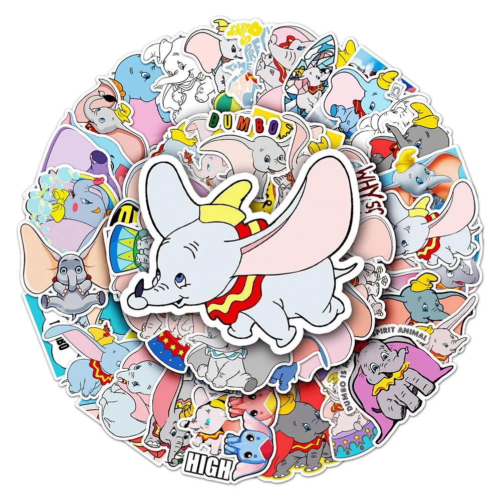 10/30/50pcs Disney Cute Cartoon Dumbo Stickers Decal Kids Toy Scrapbook Diary Phone Laptop Guitar Graffiti Waterproof Sticker. 