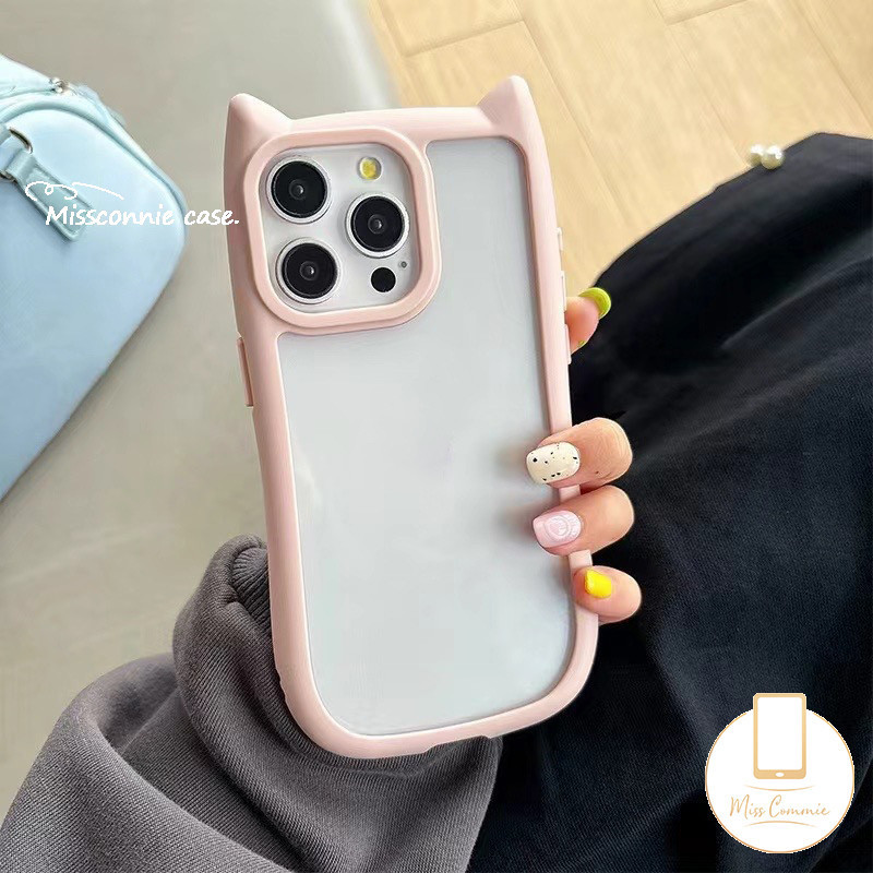 Cute Cat Scratch Bracket Braided Bracelet 2 In 1 Acrylic Simple Candy Solid Color Case Compatible for IPhone 15 11 13 12 14 Pro Max 15 14 13 12 Pro 12Pro Cartoon Cat Ear Soft Case. 