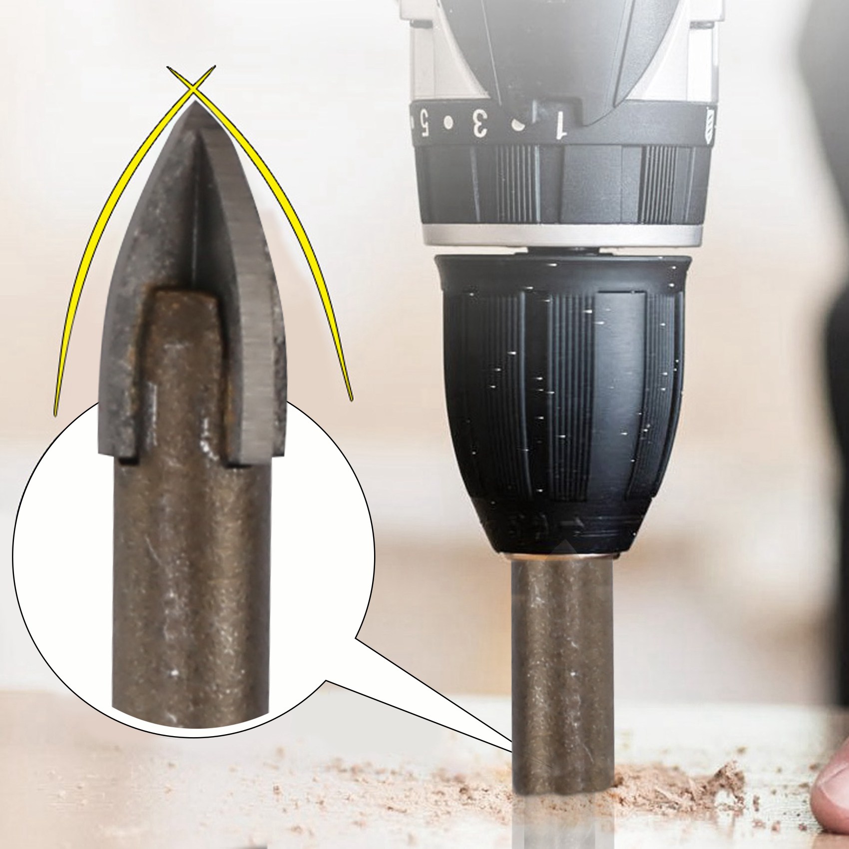 Efficient Universal Drilling Tool, Multifunctional Triple-Cornered Cross Alloy Drill Bit Set. 