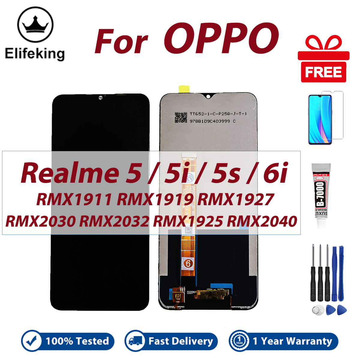 LCD For OPPO Realme 5 5i 5s 6i RMX2030 RMX2032 Display Touch Screen Digitizer Assembly Replacement Parts