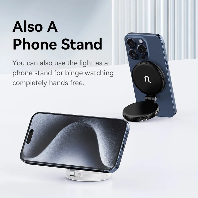 Ulanzi LM19 MagSafe Video Light Bi-Color Selfie Light for iPhone 15 14 13 Pro Max Flip Fill Light As Phone Stand for Video Vlog. 