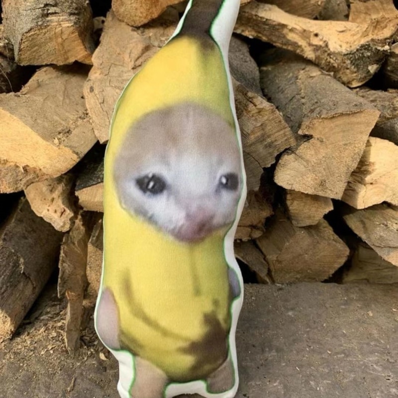 Cute Crying Sound Banana Cat Keychain Creative Happy Cat Crying Banana Cat Doll Pendant Phonating Cat Stuffed Plush Gifts. 