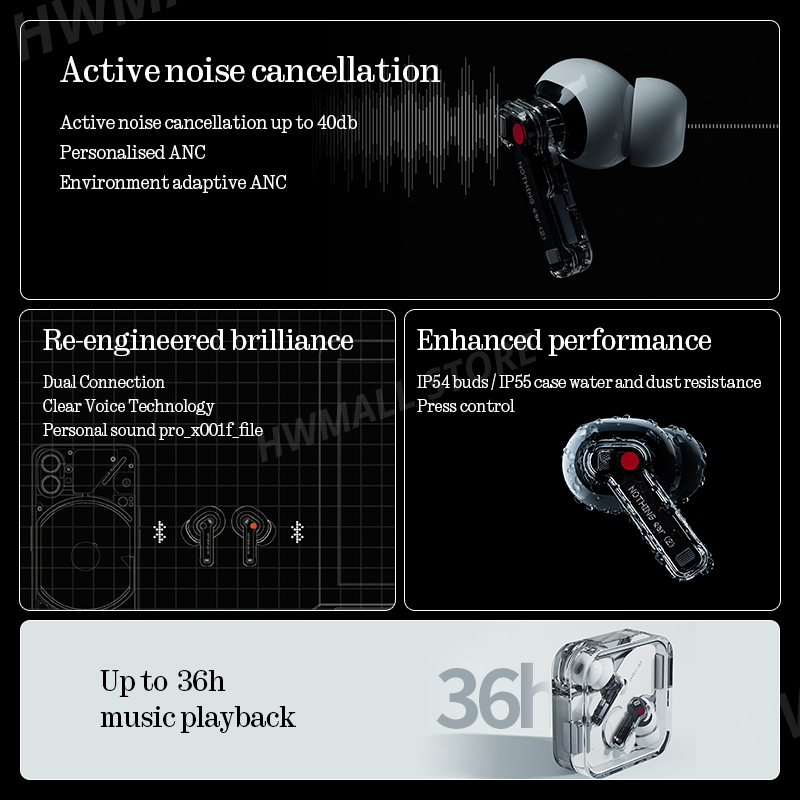 New Generation Nothing Ear (2) Hi-Res Wireless Certification Dual Chamber Design Up to 40dB delivery on March 28 Ear 2. 