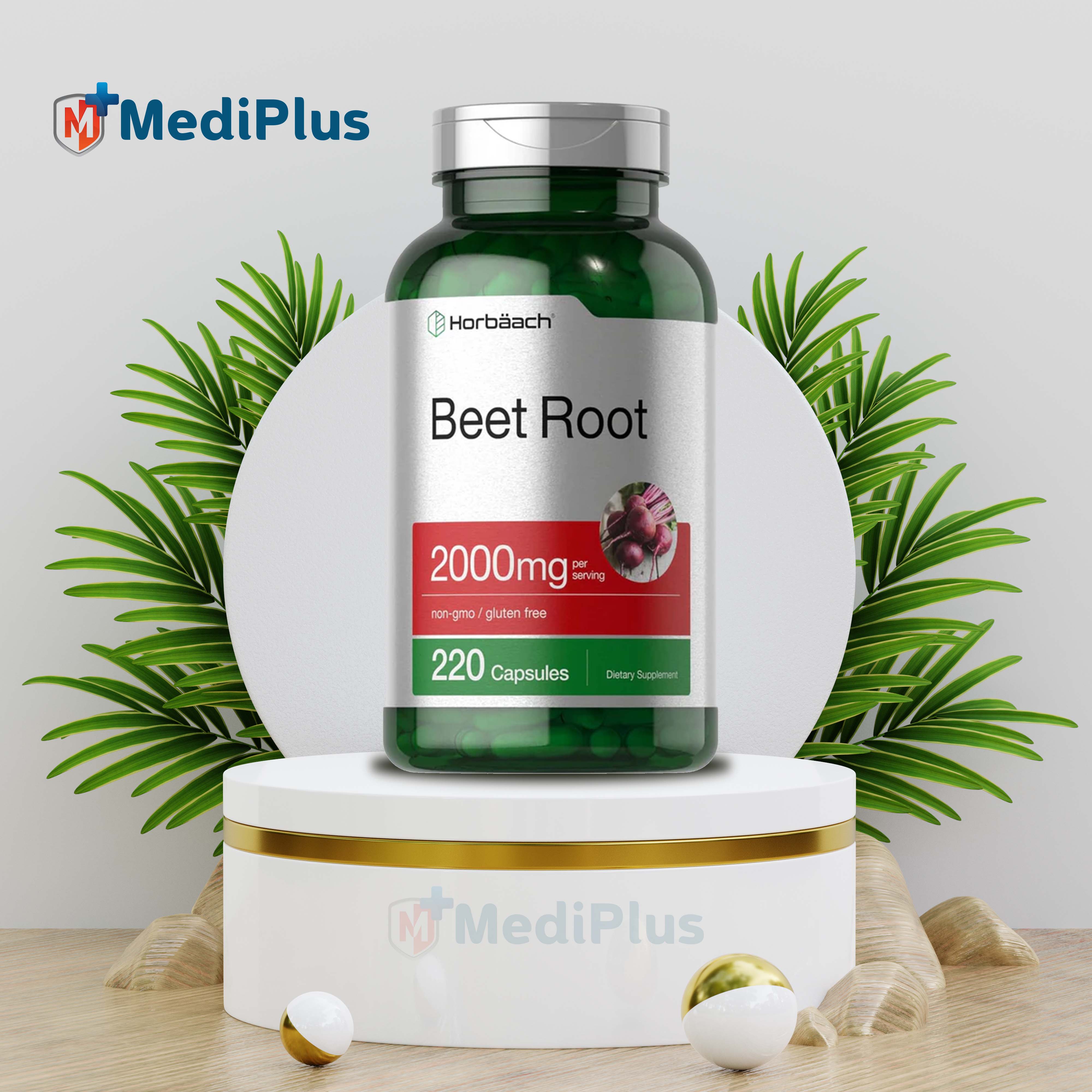 Horbäach Beet Root Powder Capsules | 220 Pills | Herbal Extract | Non-GMO, Gluten Free Supplement