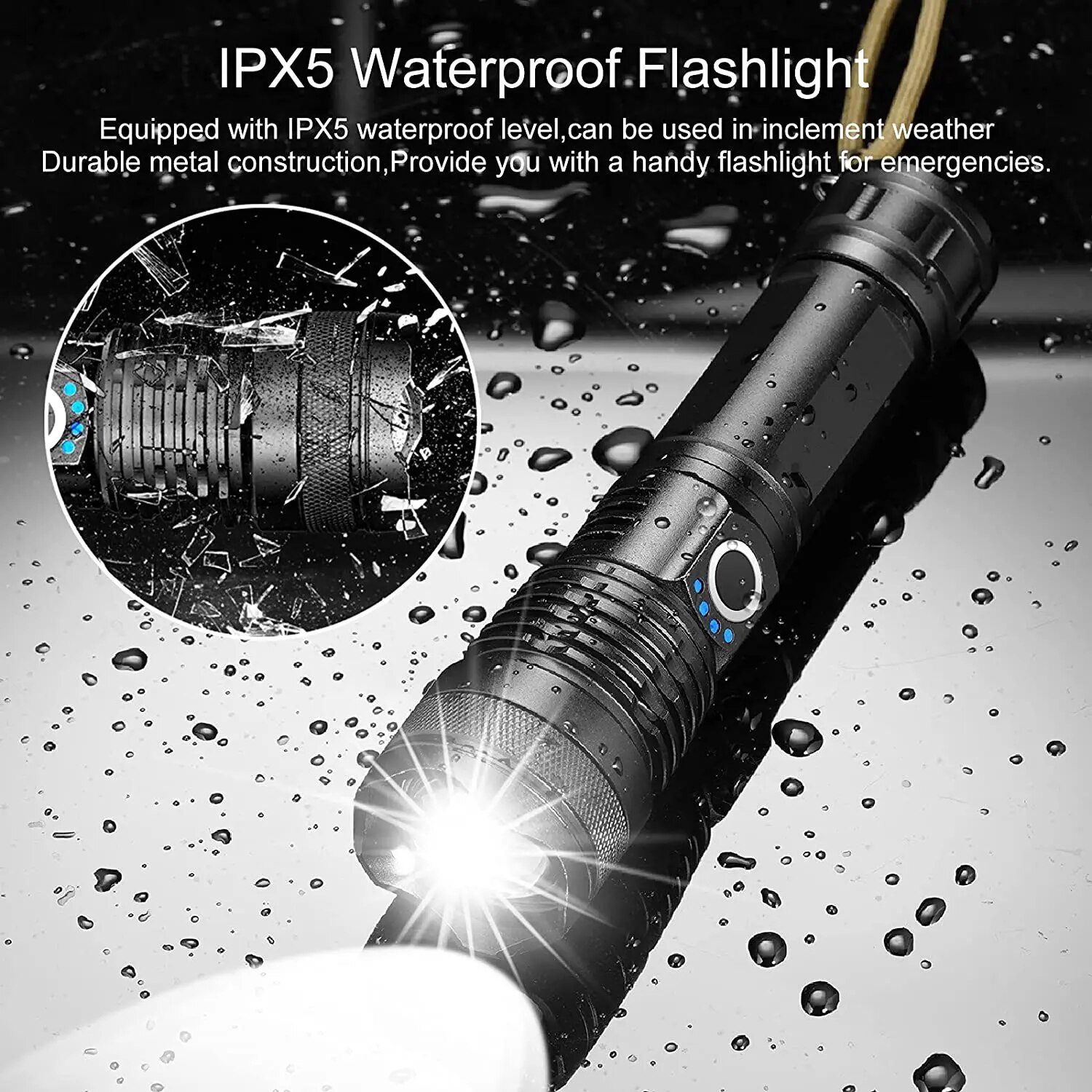 KENSUN High Power XHP70 Rechargeable Led Flashlight 4 Core Torch Zoom Usb Hand Lantern For Camping, Outdoor Emergency Use ﻿. 