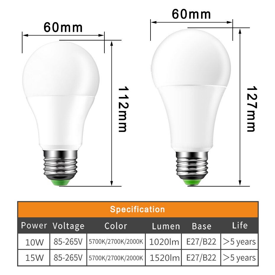 Led Sensor Lamp 220V 110V Dusk to Dawn Light Bulb E27 B22 IP44 Auto ON/OFF with Sensor Smart Light Bulb 10W 15W Day Night Light. 
