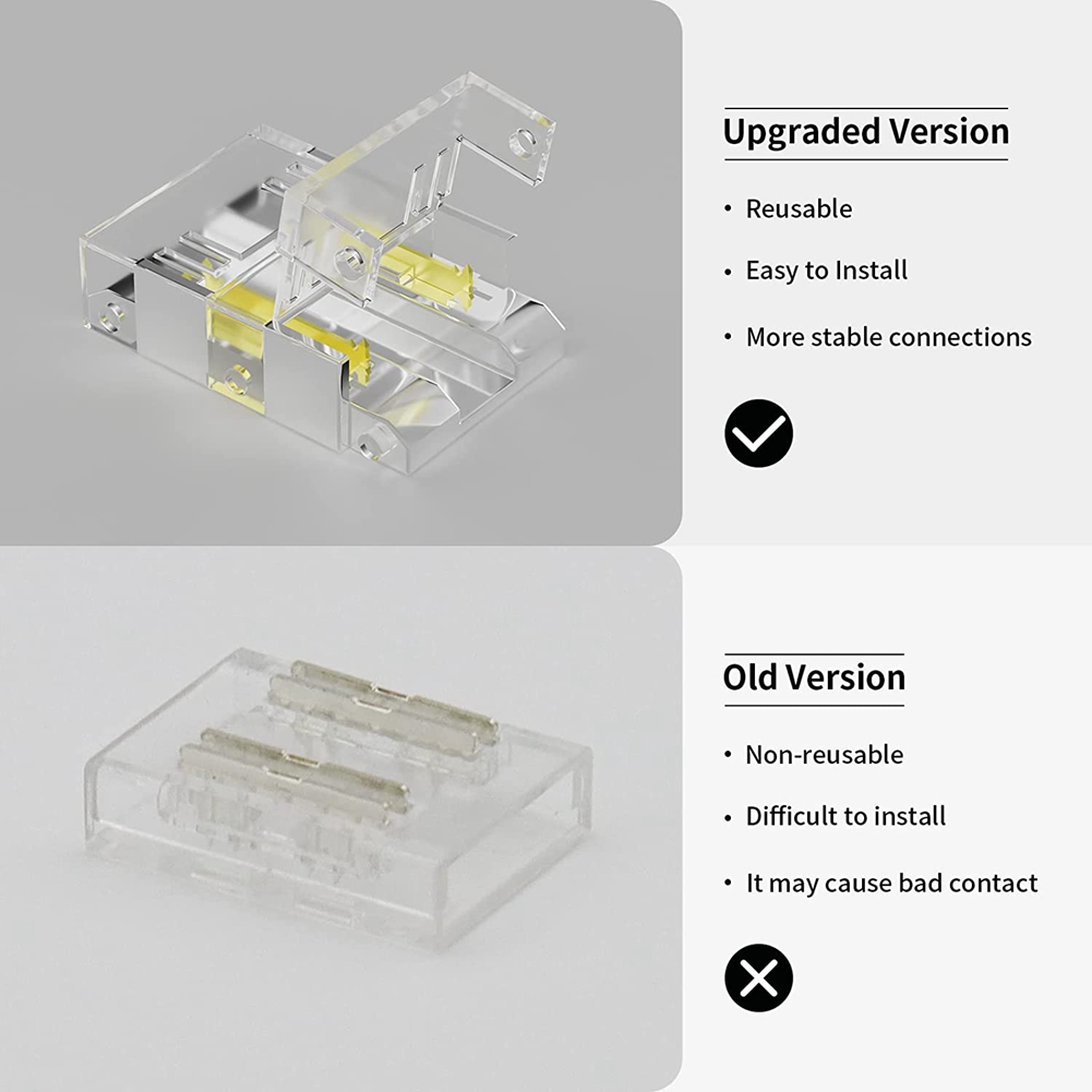 10mm Led Strip Connectors Strip Light 3 Pin Solderless Terminal Extension Connection Kit. 