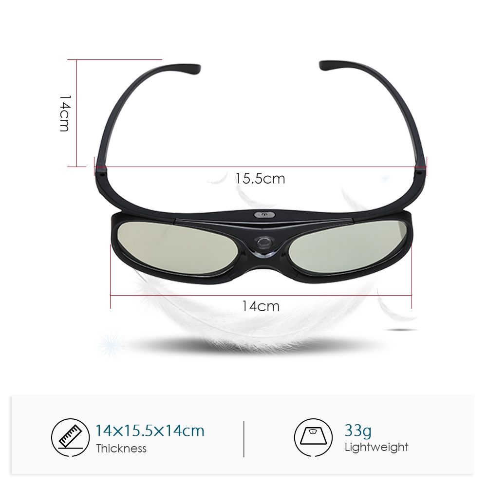 BOBLOV Active Shutter 3D Glasses DLP-Link USB Blue Compatible BenQ W1070 W700 Dell Projector 3D Glasses for Projector DLP. 