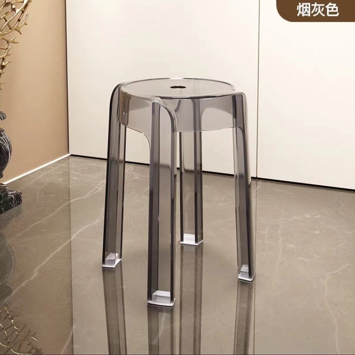 Acrylic Crystal Stool Household Stackable Round Stool Simple Living Room Transparent Bench Adult Dining Room Windmill Stool. 