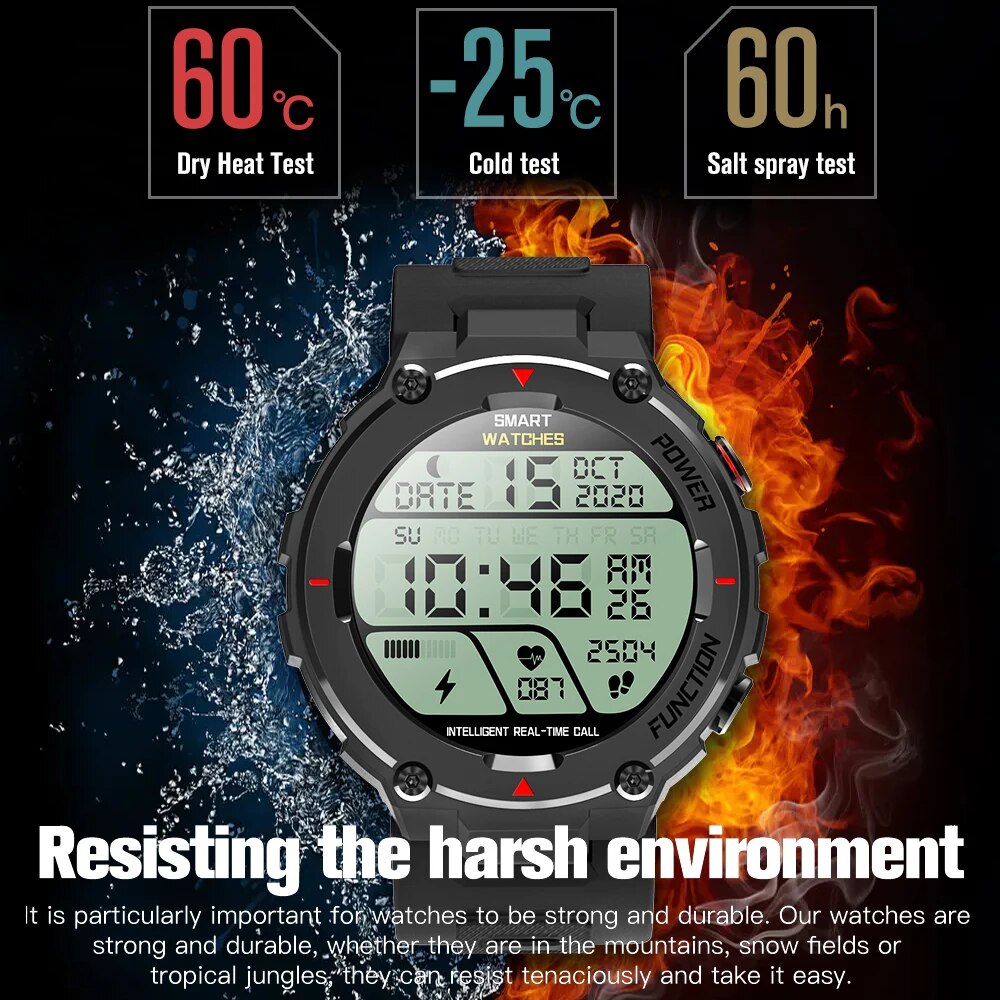 JOEME F26 Bluetooth Call Men Outdoor Military Sport Smart Watch 320mAh Long Standby Heart Rate Blood Pressure Monitor Smartwatch. 