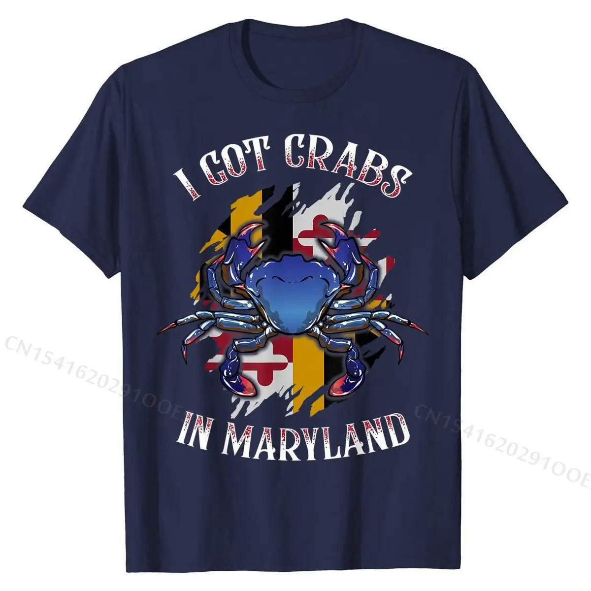 I Got Crabs In Maryland Day Blue Crab T-Shirt Cotton Casual Tops Shirts Slim Fit Men T Shirt. 