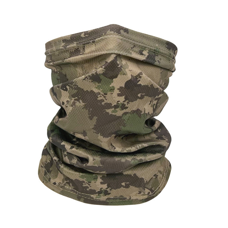 Tactical camouflage neck scarf for military fans, men's summer outdoor cycling sports, fishing sun protection mask, mountaineering thin hood