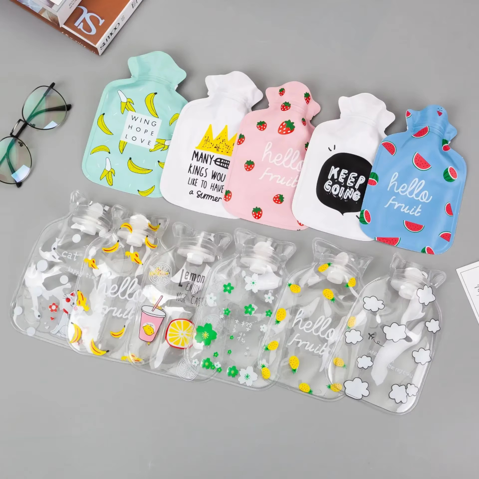 New Transparent PVC Hot Water Bag Cute Shin Chan Cartoon Water Injection Filling Bag Hand And Tummy Warmer Bottles Winter Christmas Party Gift Cute Cartoon PVC Hot Water Bottle Creative Water Filling Hot Water Bag Hand Warmer. 