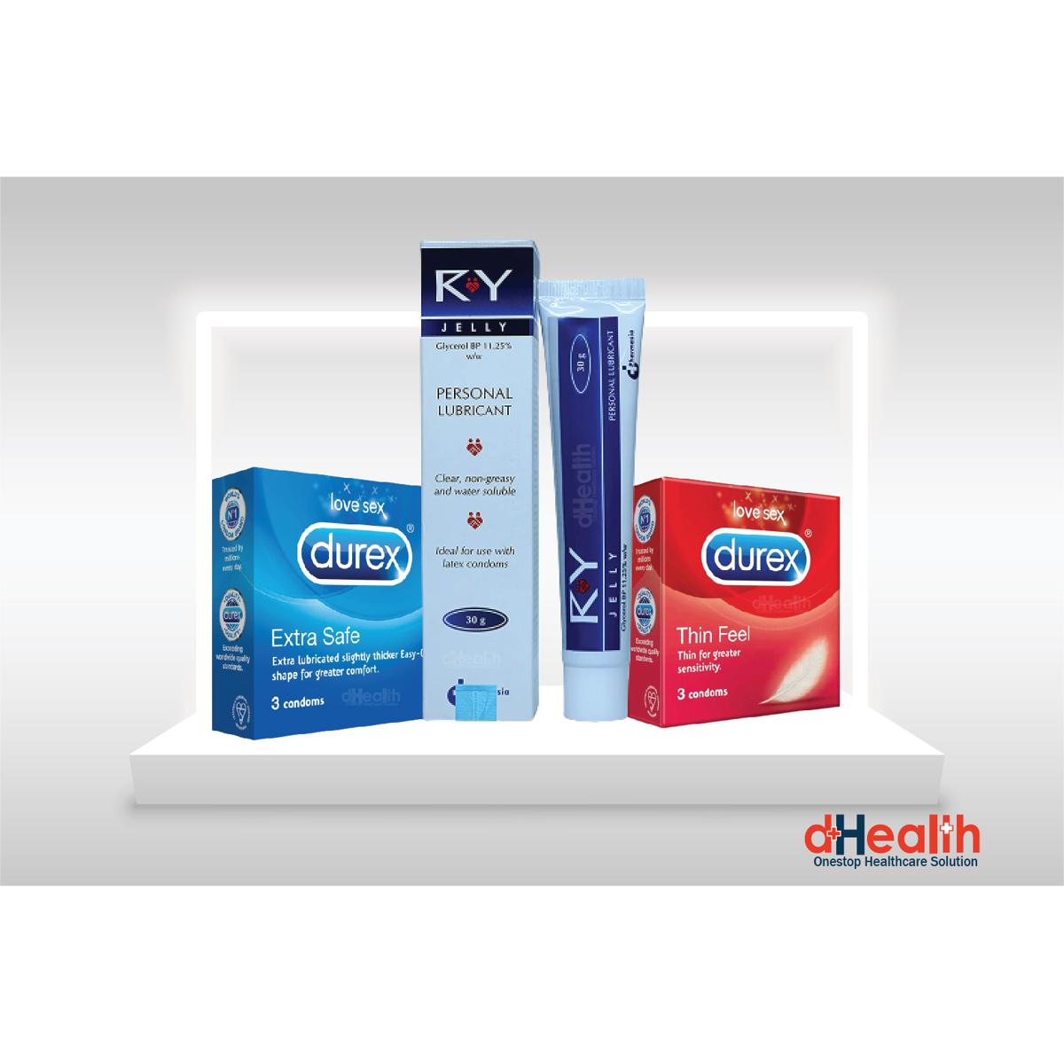 RY Jelly & Durex condom - combo pack - (Extra Safe & Thin Feel). 