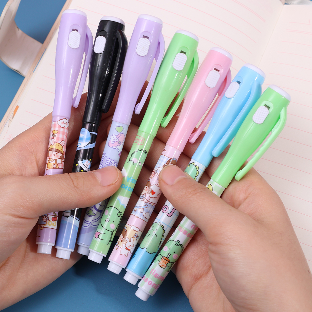 Invisible Ink Pen with LED UV Light Secret Marker Non-Toxic for Drawing and Writing. 