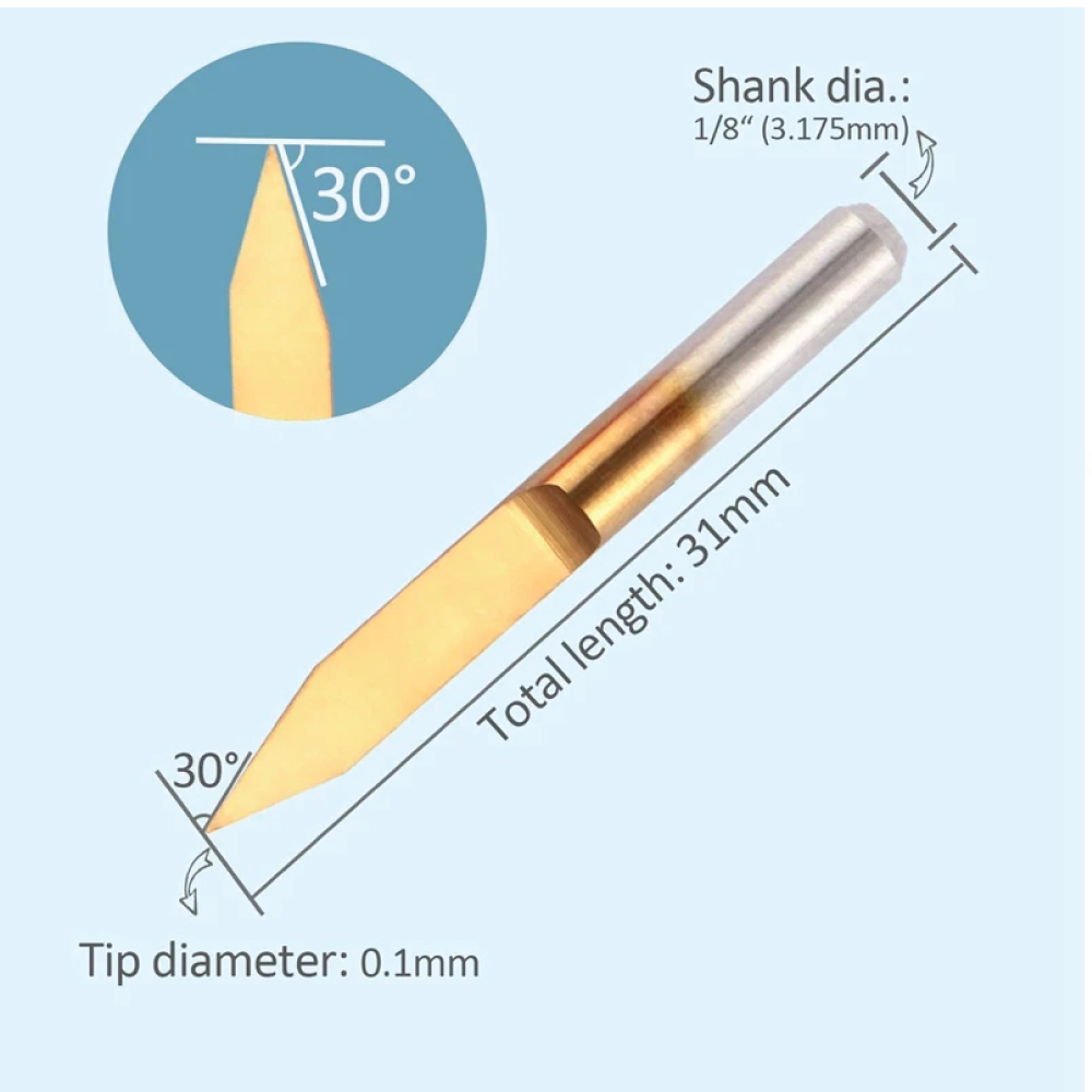 Carbide PCB Engraving Bits 3.175mm 0.1mm CNC Router Bit grinding sculpture Tool. 