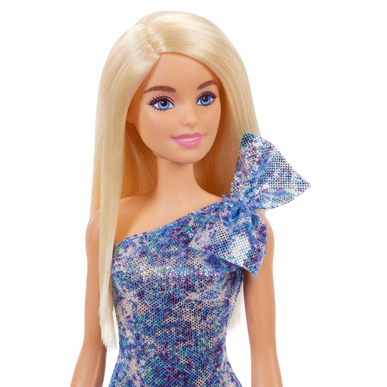 Barbie Doll, Wearing Shimmery Blue Dress, Silvery Shoes Silvery